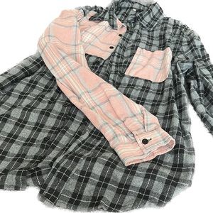 Pink black grey and white flannel